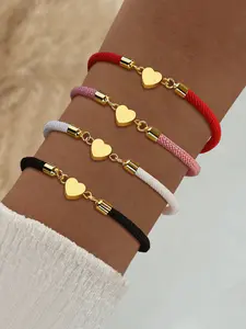 Heart Design Bracelet, Fashionable Adjustable Rope Bracelet for Women & Girls, Trendy All-match & Exquisite Jewelry for Birthday Gift, Stackable Bracelets