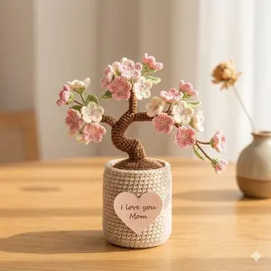 Crochet Cherry Blossom Bonsai, Handmade Sakura Flower Pot, Mother's Day Gift, Japanese Floral Amigurumi Decor