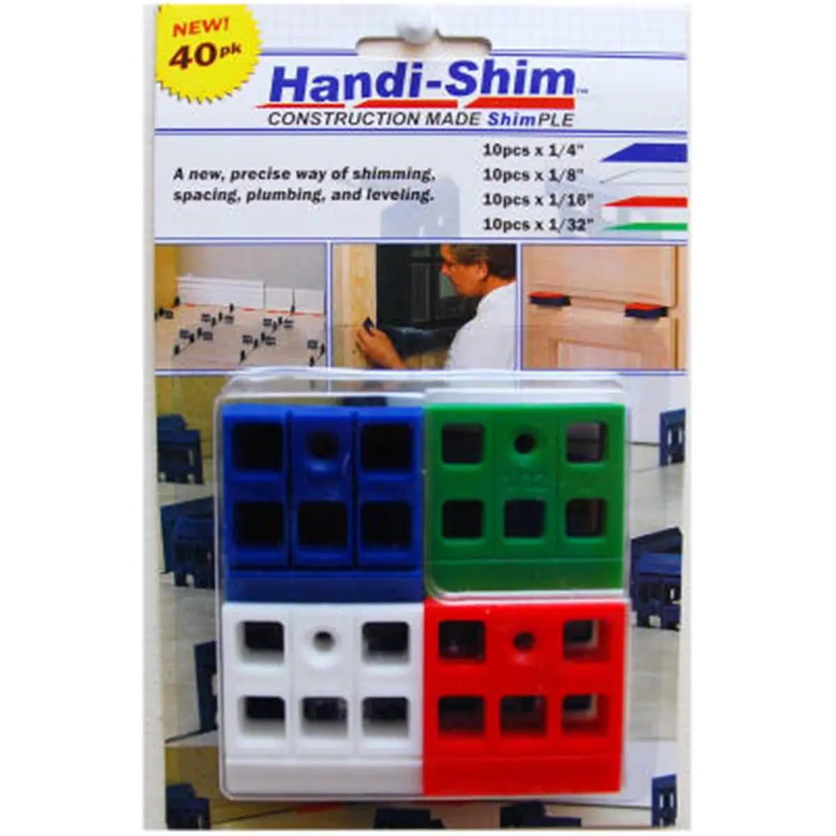 212 MAIN Watman HS4010A Assorted Cuttable Plastic Shims, 40 Pack with Countersunk Holes, Construction Tools for Sailing Water Sports