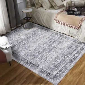 GARVEE Vintage Washable Area Rugs: Soft, Non-Slip, Low Pile, Distressed Oriental Floral Designs for Living Room, Bedroom, Nursery, Office - Available in Various Sizes and Colors (5x7 to 9x12)