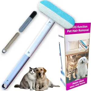 Pet Hair Remover, 4 in 1, 17-Inch Universal Tool for Cats & Dogs, Extra Long Handle, Multi-Pack, Universal for Couch, Carpet, Bedding, & More