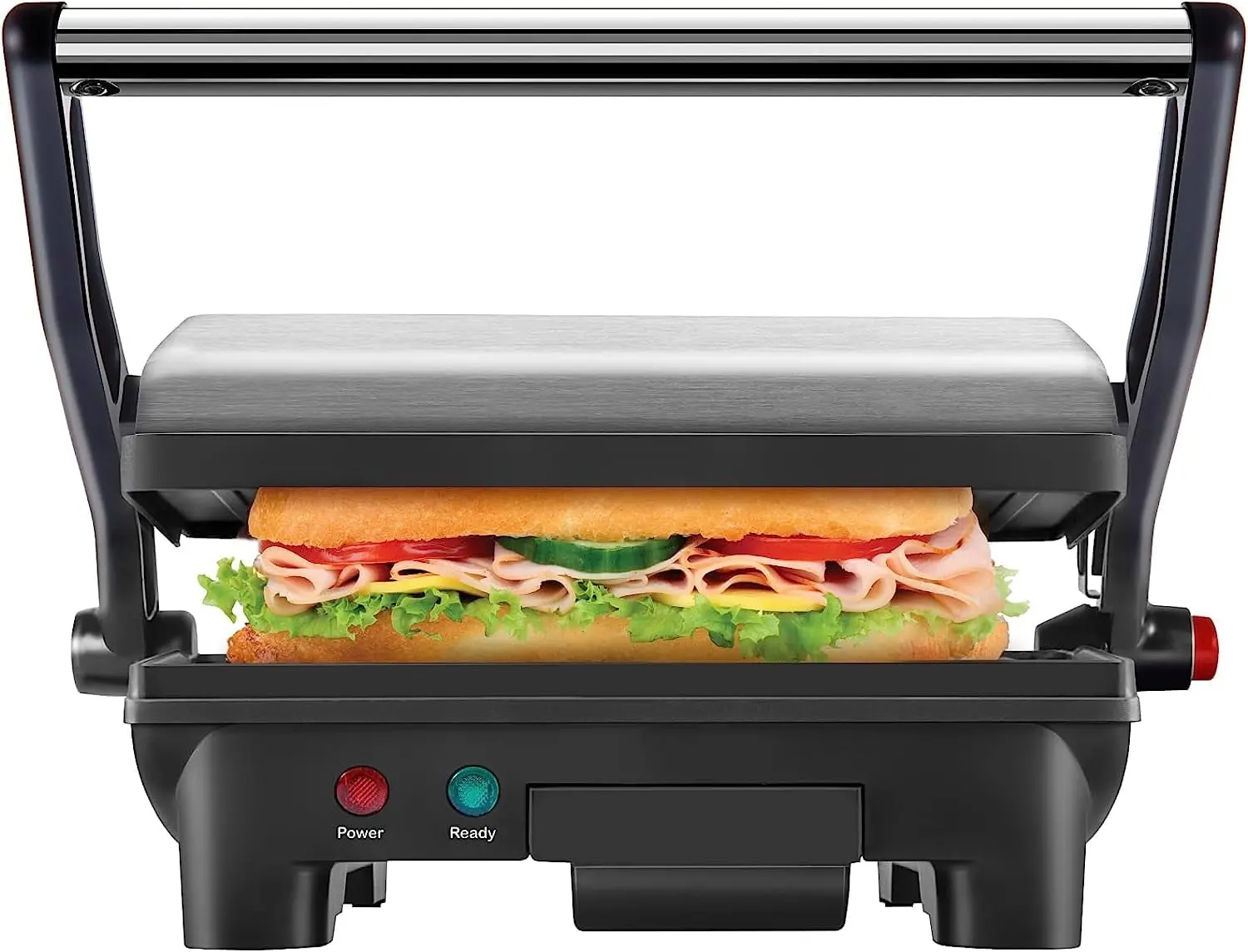 Chefman 3-in-1 Panini Press & Grill, 2-Slice Non-Stick, Opens Flat - Stainless Steel