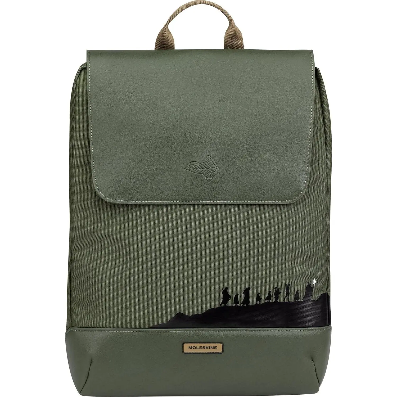 Moleskine Limited Edition The Lord of the Rings Metro Slim Backpack - Moss Green, 13.5 L, Zip, Adjustable Shoulder Strap, Built-in Organizer, Compact & Exclusive, Fellowship in Silhouette