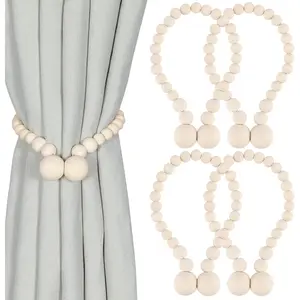 Magnetic Curtain Tiebacks, Curtain Tie Backs for Curtains , Wood Bead Curtain Tiebacks, Curtain Holders Boho Decor Boho Chic Interior Decoration Accessories