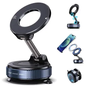 Upgraded Foldable Magnetic Phone Mount, Unpowered Vacuum Adsorption Car Holder, 360° Free Rotation, Adjustable Angle, Quiet No Noise for iPhone & Android-Dual fixation: magnetic attraction + vacuum adsorption