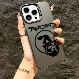 Famous British Electronic Musician Aphex Twin Fashion Logo Phone Case Suitable for iPhone 17 16e 16 15 14 13 12 11 Mini Pro Max Air X XR XSMAX 8 7 Plus Anti-Drop Frosted Back Cover, Music Phone Case, Phone Case Strap, Rectangle Phone Case, Smartphone Acce