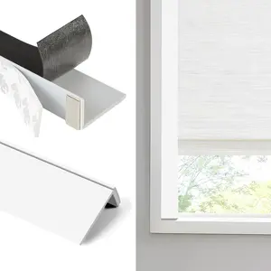 PVC Light Blocking Strips for Window Shades and Blinds, Blocks Light Along Sides of Blackout Blinds, Side Tracks for Cordless Shades for Bedroom, White 58", 2Pcs