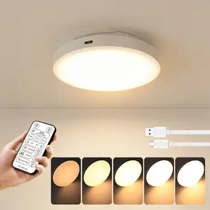 10000mAh Rechargeable Ceiling Light, Radar Motion Sensor Ceiling Lamp with Remote Control, Wireless 7.68 Inch LED Lamp, 3 Color Temperatures, Adjustable Lighting, Ceiling Light for Corridors, Hallways, Stairwells, Sheds, Garages