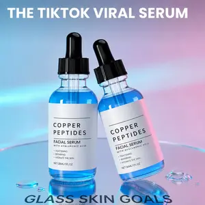 GHK-Cu Copper Facial Serum - Lightweight Daily Moisturizer with Hyaluronic Acid, Skin Repair, Collagen Boosting, Tightening, Hydrating - Fragrance-Free