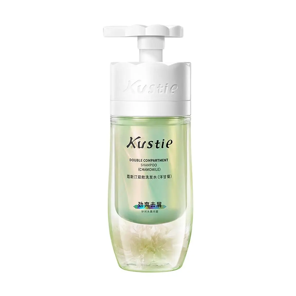 Kustie Dual Chamber Oil Control Volumizing Shampoo - Chamomile Scent, 2x250g, Anti-Dandruff, Itch Relief, Scalp Soothing, Long-Lasting Fragrance