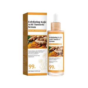 Kojic Acid Turmeric Exfoliating Serum AHA BHA Facial Exfoliator with Niacinamide Brighten Dull Skin Fade Hyperpigmentation Face Serum 80ml