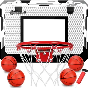 Indoor Mini Basketball Hoop Set, Upgrade Wall Mount Basketball Hoop for Wall Yard Outdoor, Over Door Room Hoops Game with 4 Balls Shatter Resistant Backboard -Complete Accessories Included