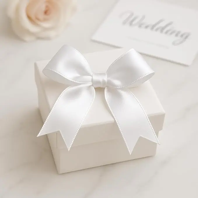 White Gift Wrap Bows - 50pcs 3.3 Inch Elegant Bows for Gift Wrapping, Party Decorations, Wedding Decor, Birthday Presents, Holiday Gifts, DIY Crafts, Anniversary, Christmas, Gift Bags