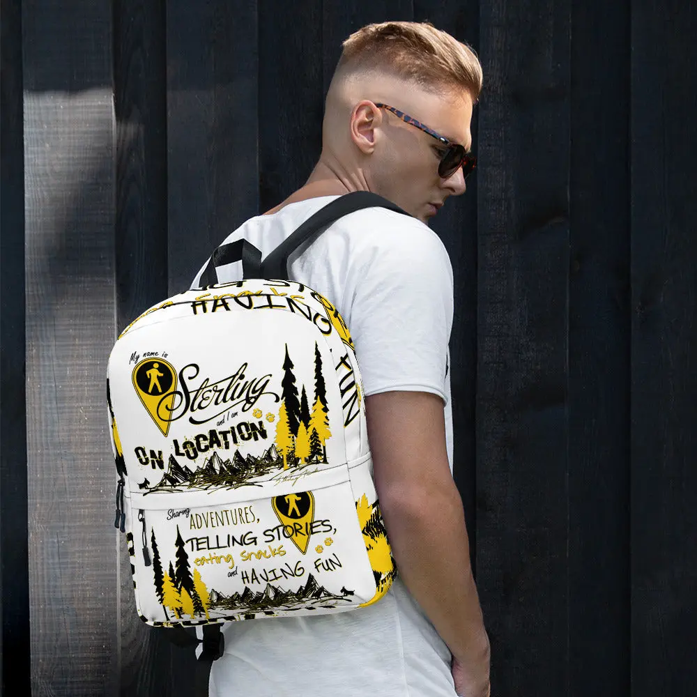 Typography White Backpack