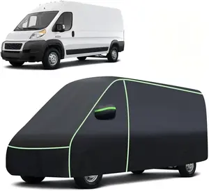 KUST 420D Car Cover for Ram ProMaster 2014-2025 2026, All Weather Van 4-Door Car Covers for ProMaster Accessories, Outdoor UV Protection Waterproof Full Car Cover with Zipper & Reflective Safety Strips