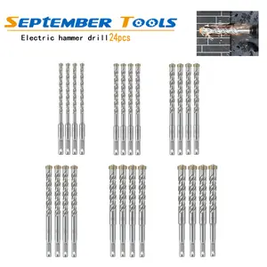 24pcs Cross Alloy Electric Impact Drill Bits, Sandblasted Finish, Concrete Drilling Tool for Concrete Wall Punching