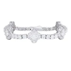 【#B456】Four-Leaf Clover Element Bracelet UCCIYO 18k Gold-Plated Lab-Created Moissanite Chain Bracelet S925 Sterling Silver