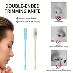 2-Pack Dual-Edge Nose Hair Trimmer Set, Portable Manual Nose Hair Razor Kit, Unisex, 360° Rotatable Washable Nose Hair Clipper, Nasal Care Tool, Hair Removal Solution