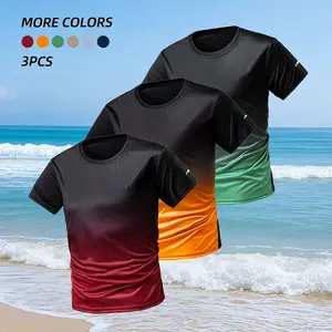 Men's outdoor sports short-sleeve T-shirt with color blocking design, casual fit for summer wear, comfortable fabric suitable for hiking and running