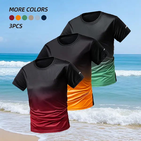 Men's Colorblock Crew Neck Short-Sleeve T-Shirt - Casual Fit, Comfortable Fabric, Dry Clean Round Athletic Activewear Top for Summer Hiking, Running - Aesthetic Menswear Top, Aesthetic Style Men's Short-Sleeve T-Shirts