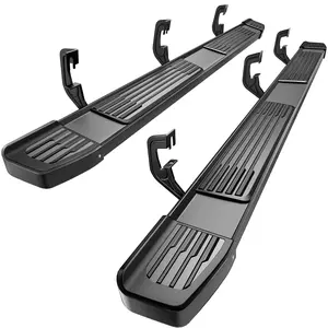 OEDRO 6 Inches Running Boards Compatible with 2007-2018 Chevy Silverado/GMC Sierra 1500, 2007-2019 2500HD 3500HD, 2019 LD/Limited Crew Cab, Stainless Steel Side Steps Black Nerf Bars