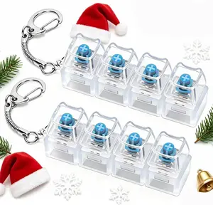Christmas gift ！Keyboard Fidget Keychain with LED Lights, 4-in-1 Stress Relief Clicker Toy, Keyboard Button Finger Clicker for Anxiety Relief, Sensory Decompression Toy for Kids & Adults