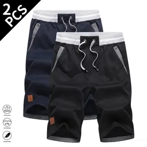 Men’s summer outdoor shorts, 2pcs — trendy, casual, loose-fit knee-length drawstring shorts for outdoor wear; American-style heavy-duty cargo shorts; a gift for him