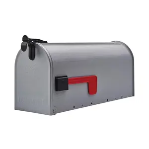 Grayson Gray, Medium, Steel, Post Mount Mailbox