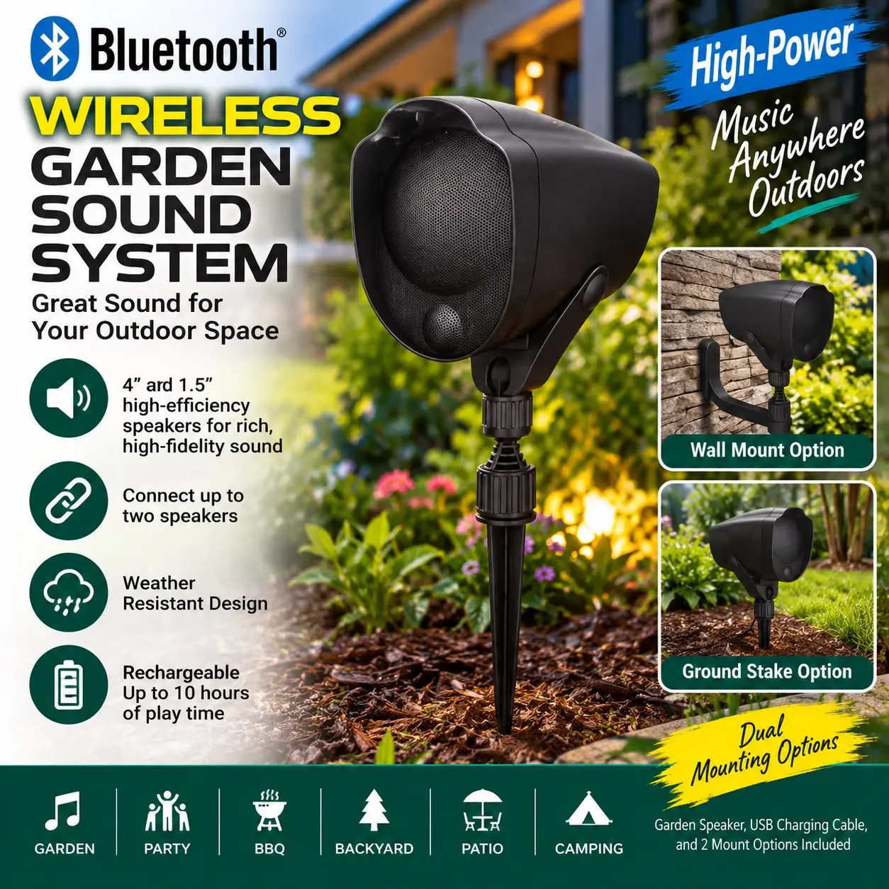 bluetooth wireless garden sound system