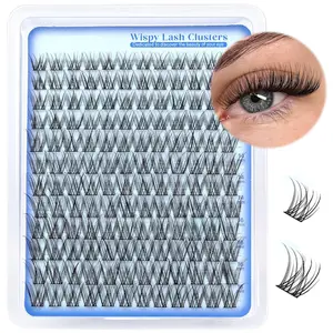 144pcs D Curl Cat Eye False Eyelashes, Single Reusable Long Fake Lashes 10-16mm, DIY Fox Eye Makeup Extension Set
