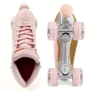 [Rubber Retro Roller Skates] Cute Retro Quad Roller Skates For Women Girls | Height Adjustable Rubber Stoppers | Outdoor And Indoor