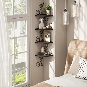 Corner Shelf Wall Mount - 4 Tier Floating Shelves for Wall, Easy-to-Assemble Wall Shelves, Ideal for Home Decor