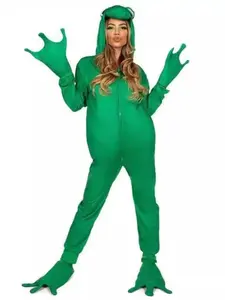 Adult Women Frog Halloween Costume Full Body Animal Cosplay Party Jumpsuit