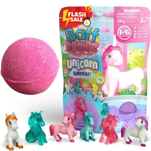 Unicorn Surprise Bath Bomb for Kids with Hidden Collectible Toy Inside, Color Changing Fizz Bath Bomb, Fun Bath Time Gift for Boys and Girls
