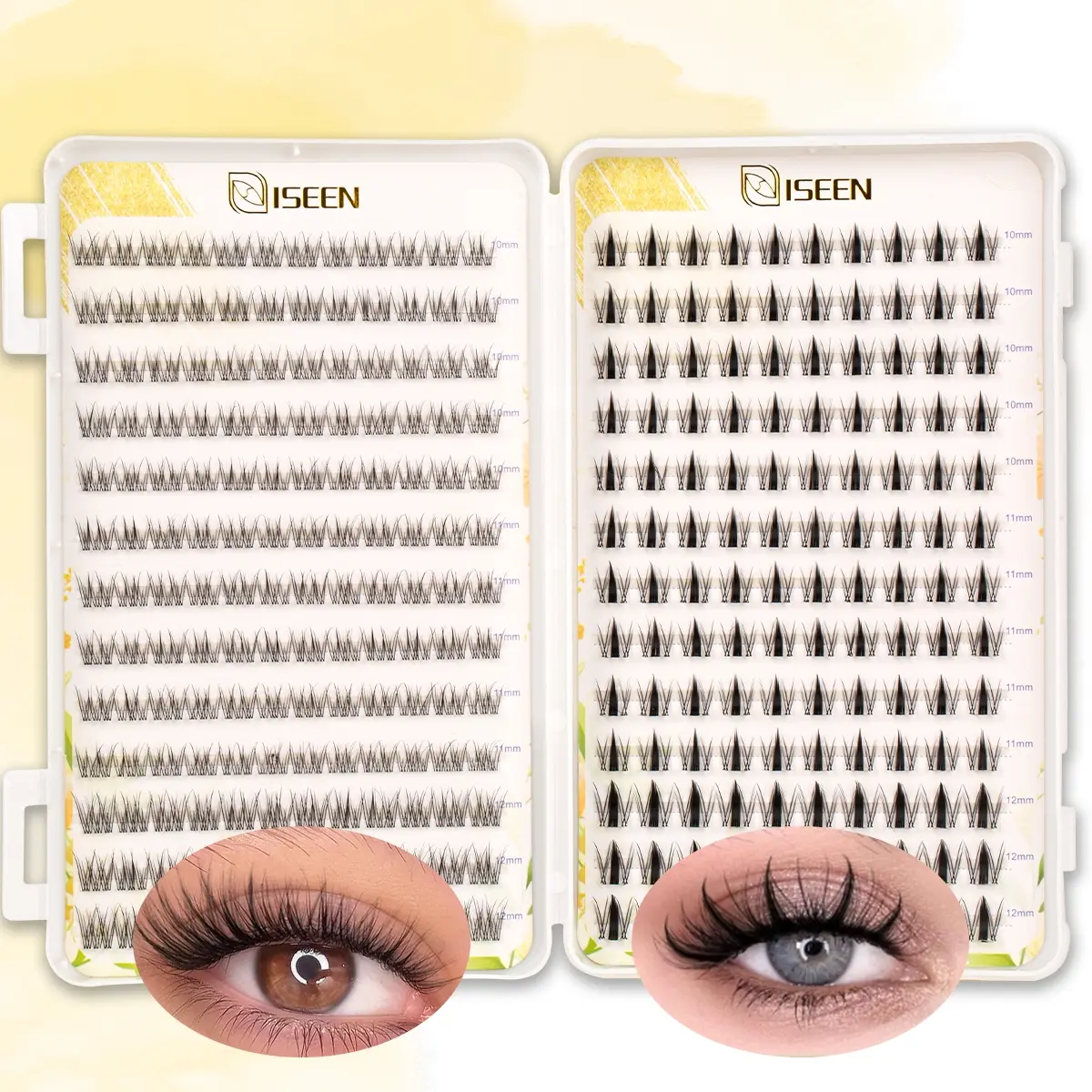 Mixed Style Mixed Length Cluster Lashes Extension, Self-Adhesive False Eyelashes, DIY Volume Eyelashes, Natural Curl, Press On Pre-glued Tech, No Glue Needed, DIY at Home, Eyelash Extensions, Cosmetic, Natural Lash Appearance, Realistic, Makeup