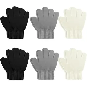 X-GLV04  6 Pair Baby Gloves Toddler Gloves Toddler Winter Gloves Kids Gloves Winter Stretchy Knit Gloves for Kids Boys Girls