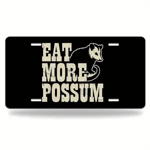 Eat More Kangaroo Metal Plate Aluminum License Plate - 6X12 - Inch Polished Metal Standard Plate, Easy to Install, Decorative Use Only, Made in USA