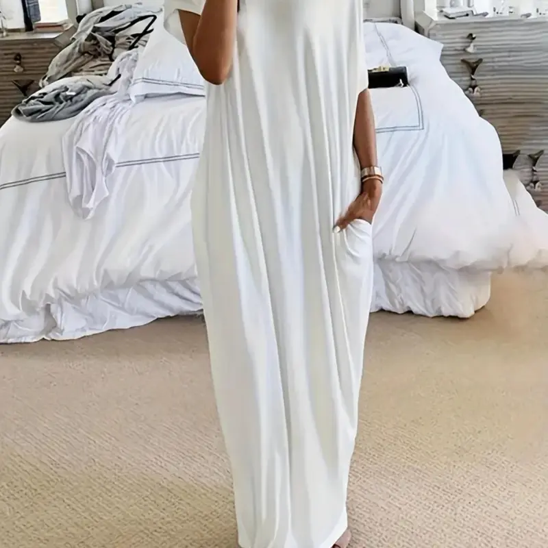Yodutry Women's Plain Relaxed Fit Batwing Sleeve Nightwear - Soft Casual Pockets Nightdress, All Seasons Yoga & Leisure Loungewear