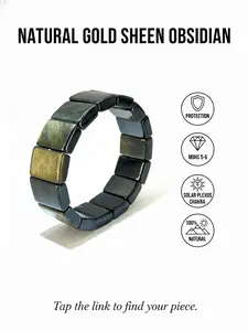 Natural Gold Sheen Obsidian Bracelet, 100% Original Mine Obsidian Chain, Strong Lucky Charm Protection, Unisex Gift for Festivals