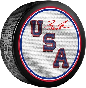 Brock Faber Team USA Autographed 2026 Olympic Hockey Puck - Fanatics Authentic Certified