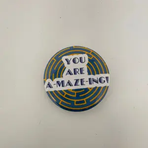 A-MAZE-Ing Statement Button - Ocean Blue Labyrinth  LGBTQ Artisan Made