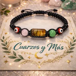 Pulcera 5 proteciones cuarzo Ojo de Tigre Hilo negro