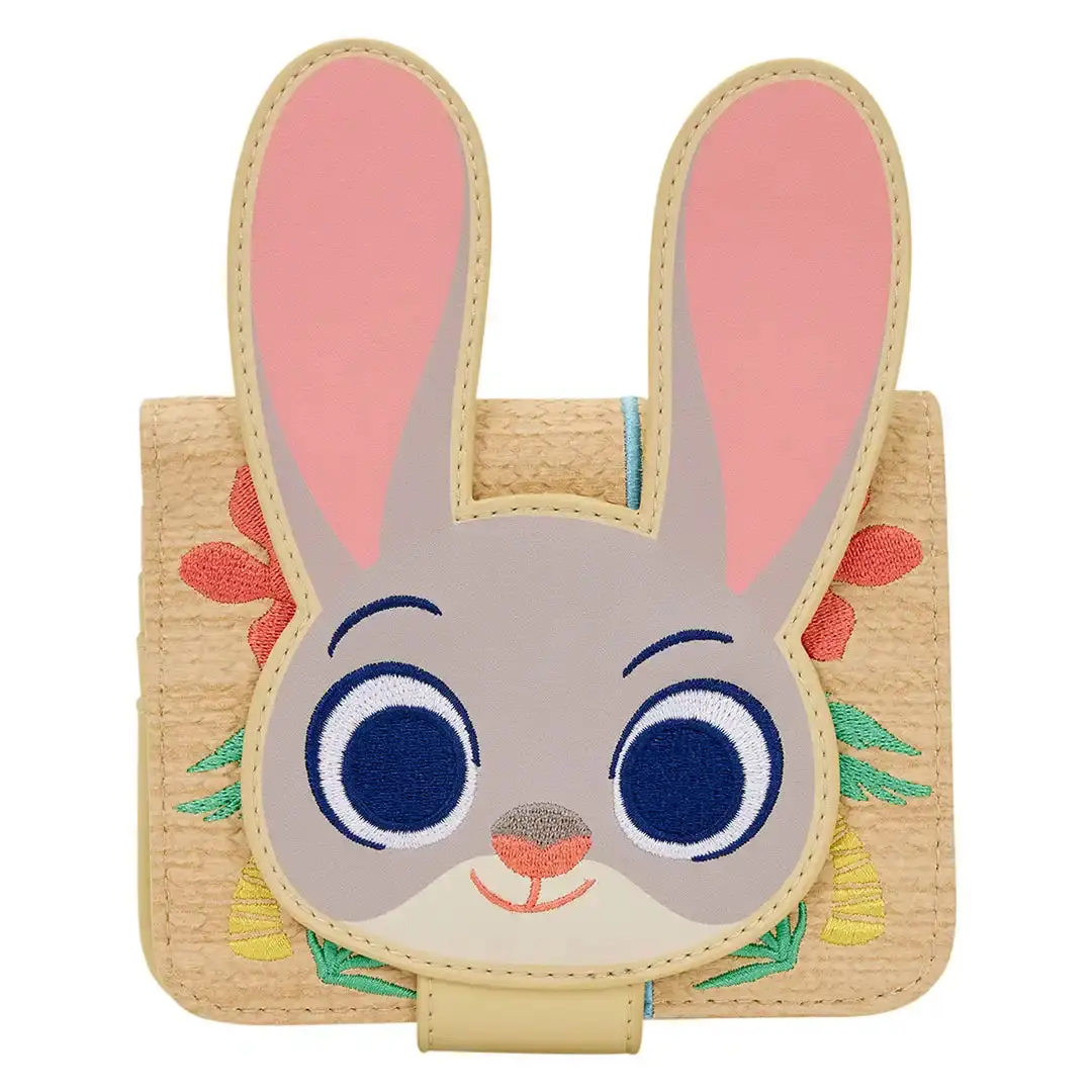 Loungefly Women's Faux Leather Disney Zootopia 2 Judy Hopps Cosplay Flap Wallet - Embroidery, Graphic, Lightweight, Woven Texture, Zip Closure, Casual Everyday Carry, Hand Wash Only