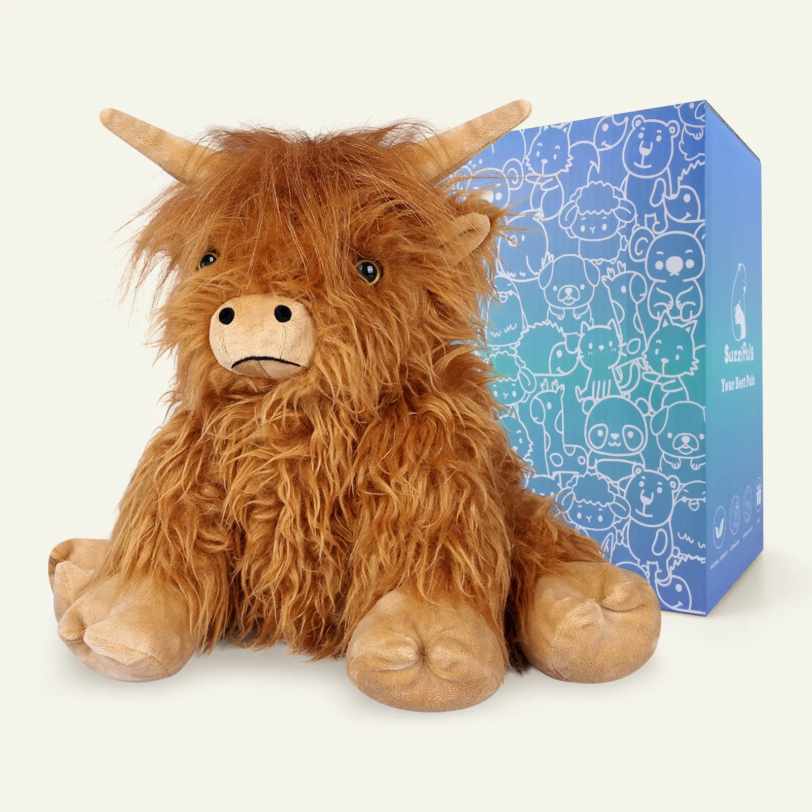 12" 1.65lb Highland Cow Plush Heat Patches, Heatable & Coolable Lavender Heating Pad For Period & Toddlers, Christmas Gifts