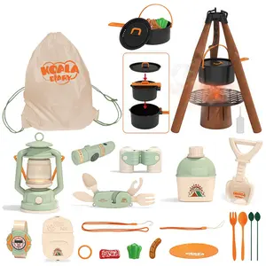 Outdoor Camping Toy Set, Foldable Tent, Play House Tent, Adventure Kit, Fake Campfire, Binoculars, Educational Playset for Kids 3-12 Years