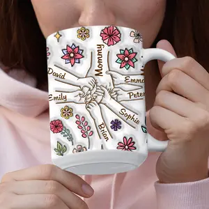 3D Inflated Effect Mug for Mom, Personalized Mug for Mommy, Mothers Day Gifts, Gift For Nana, Mother's Day Floral Mug, Mom Gifts from Kids