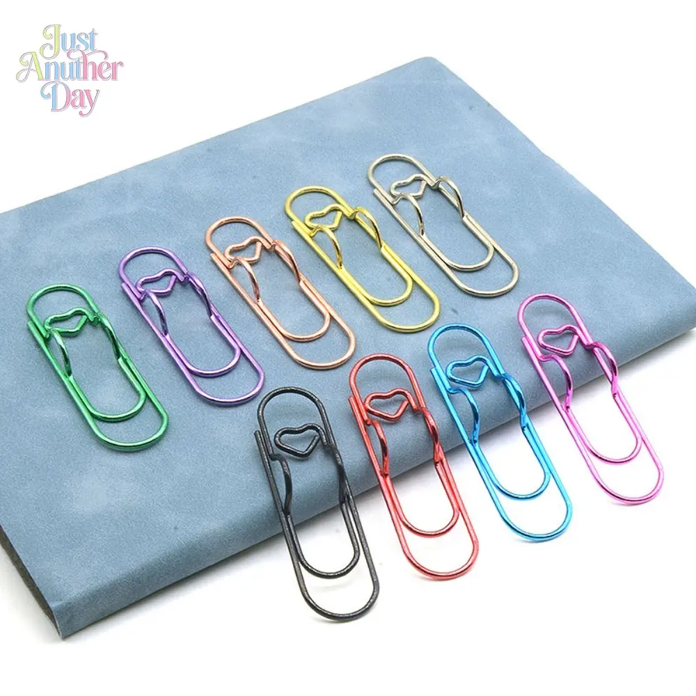 Random Color Metal Pen Clip (9 Counts), Multifunctional Metal Pen Clips with Buckle, Adjustable Journal Diary Enhancer Stationery Accessories for Office, School, Home