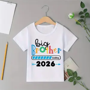 Cool Big Brother Outfit 2026 Big Brother Art Family Print T-Shirt Boys Cute Children's Clothing Pregnancy Announcement T-Shirt Fun Summer Short Sleeve T-Shirt Toddler Shirt Best Gift T-Shirt Casual Top Machine Washable