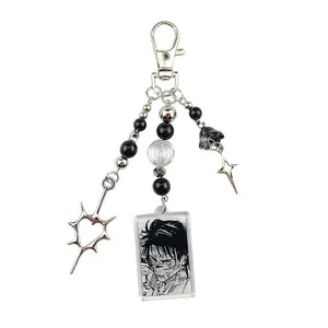Anime Choso Keychains Spiral Star Cross Beaded Keyring Charms Aesthetic Handbag Pendant Key Pendant Christmas Cosplay Gift