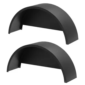 Heavy-Duty Steel Single Axle Trailer Fenders with Backing Plates, 2-Pack – Fits 14"-16" Wheels, 32"x9"x15" – Robust Replacement for Car Hauler, Cargo, Utility & Landscape Trailers, Black